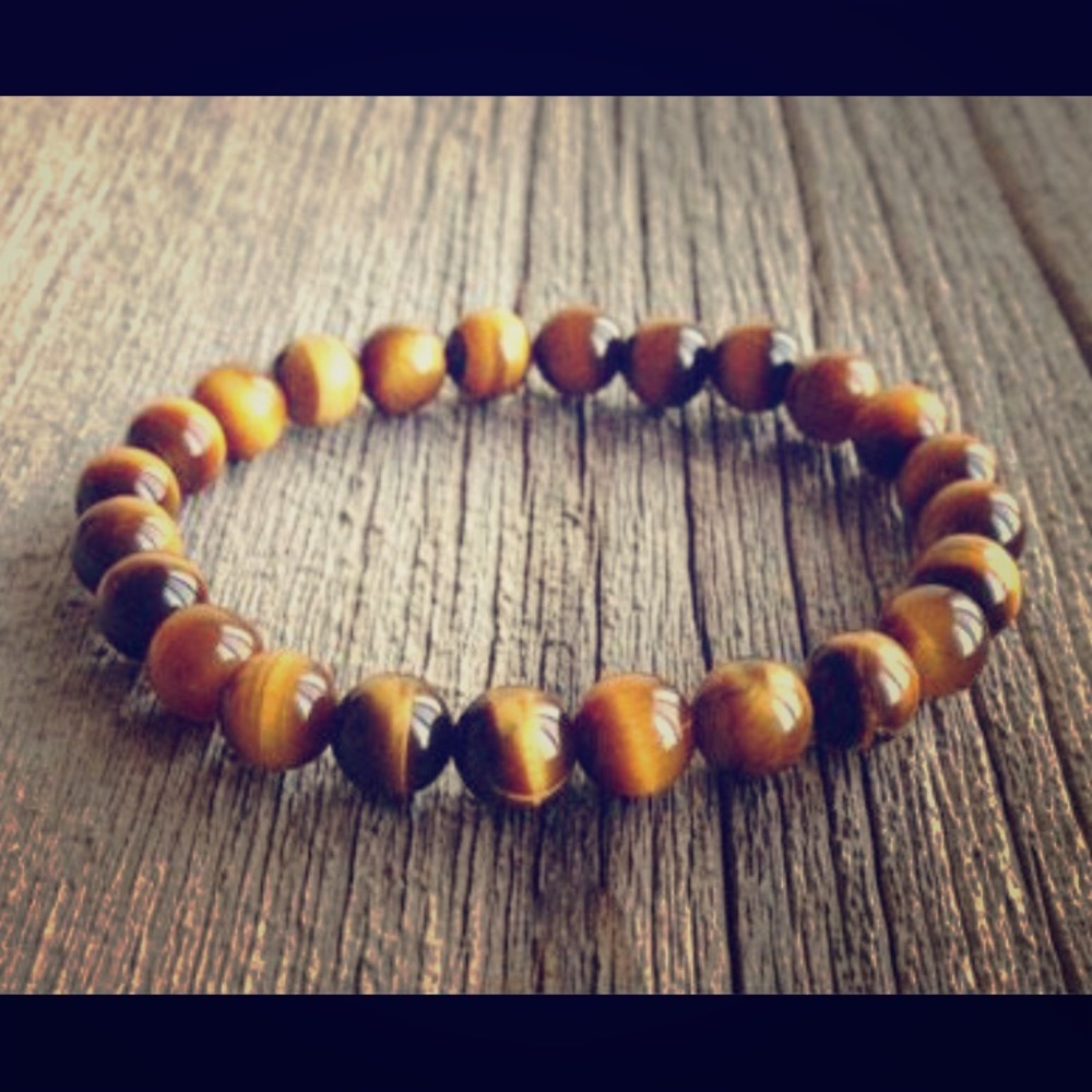 NEW TIGER’S EYE NATURAL BEADED BRACELET UNISEX